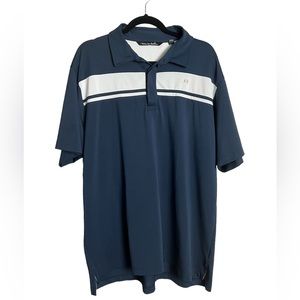 Travis Mathew Mens Color Block Striped Golf Polo Short Sleeve Shirt‎ Blue Sz XXL